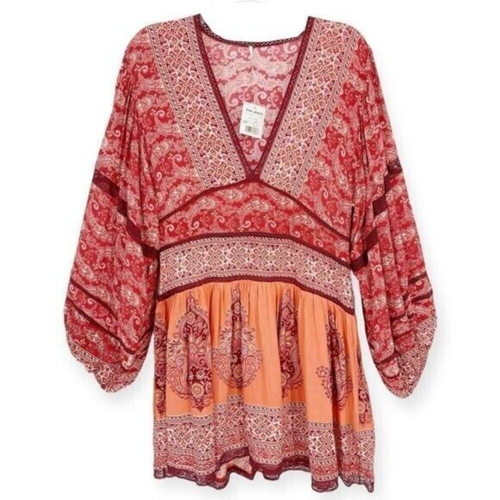 FREE PEOPLE NWT Luna Scarf Print Tunic Top/Dress- size S - Boho Flowy Indie - Picture 7 of 8